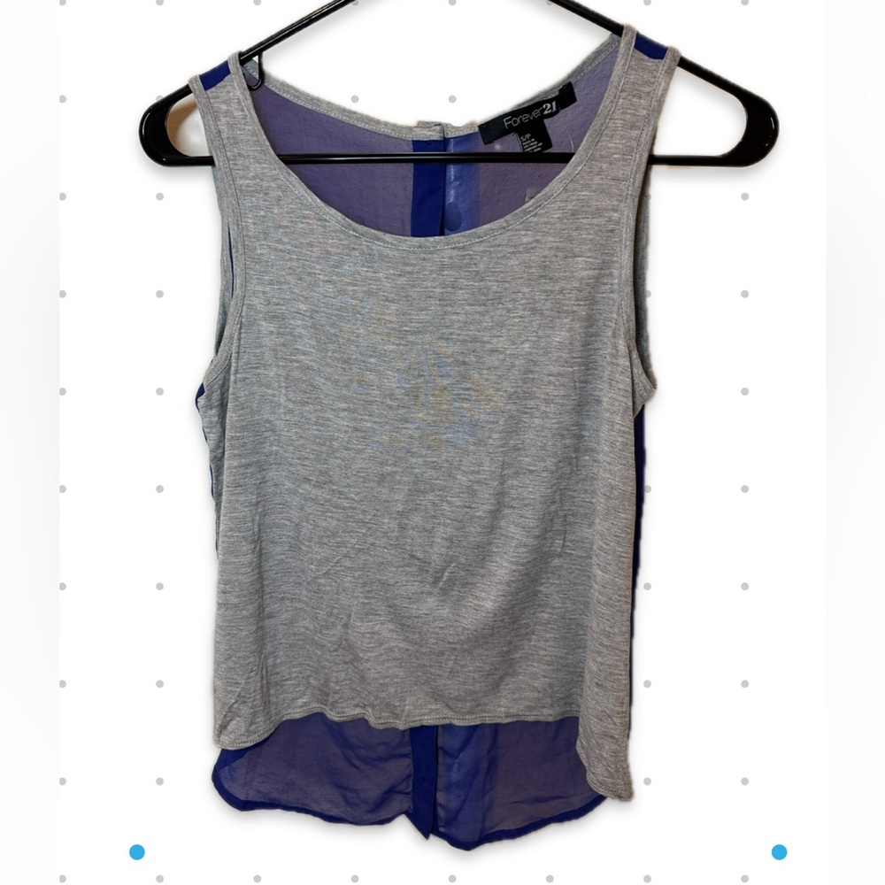F21 NWT HI-LO Grey and Blue Women's Tank Top Small